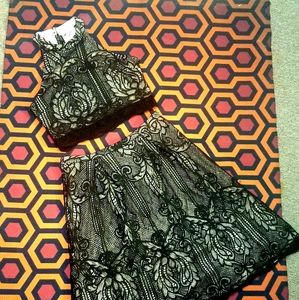 Francesca's black and nude 2 piece skirt and top.